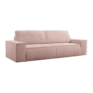 PASCAL MORABITO Canapé 4 places convertible en velours côtelé rose poudré AMELIA  