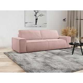 PASCAL MORABITO Canapé 4 places convertible en velours côtelé rose poudré AMELIA  