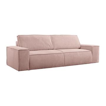 Canapé 4 places convertible en velours côtelé rose poudré AMELIA