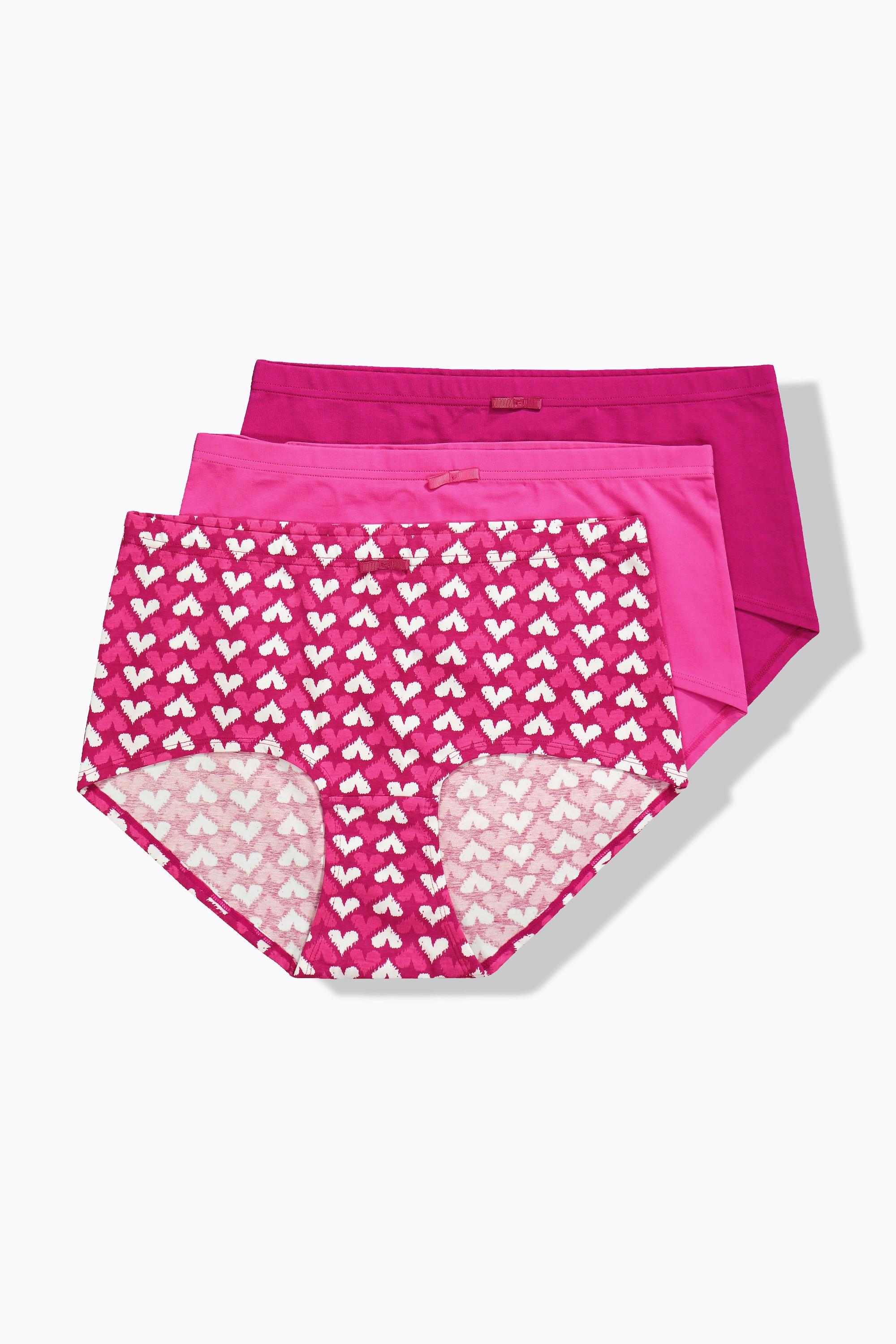 Ulla Popken Culottes Hipster Lot de 3 Cœurs Uni  