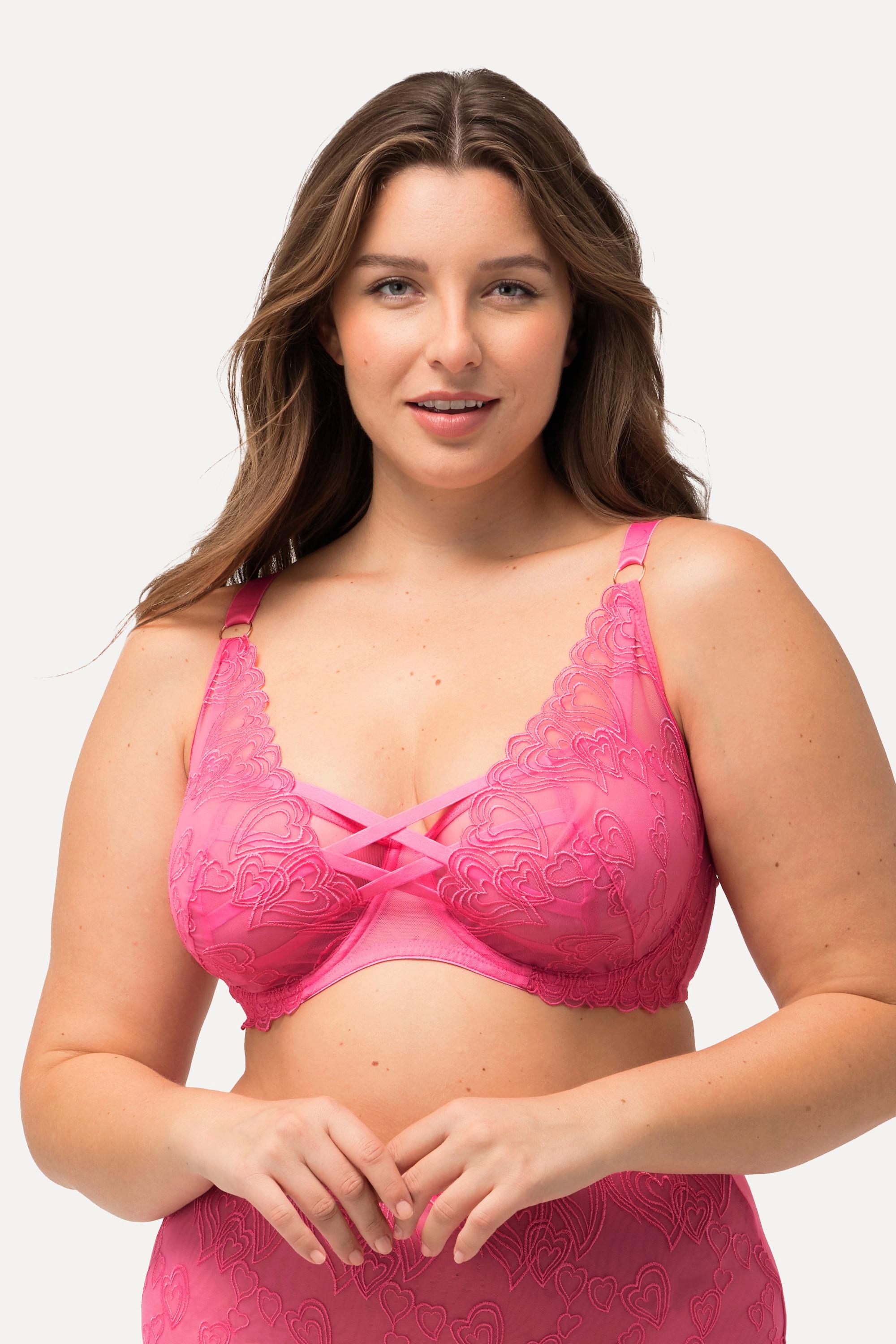 Ulla Popken Reggiseno con Ferretto Nastri Decorativi Pizzo Cuori High Apex  