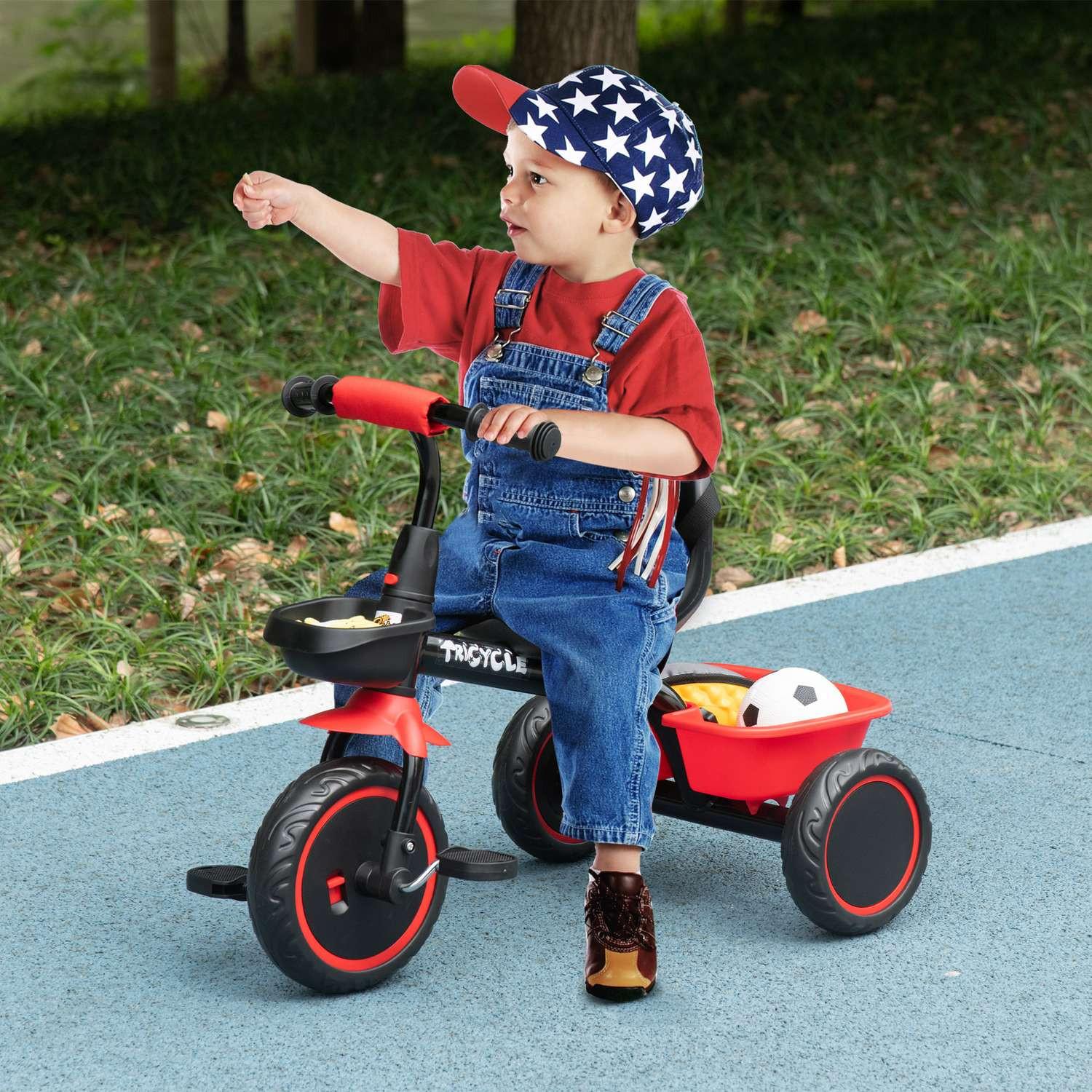 Northio  Tricycle, tricycle pour enfants, vélo pour enfants avec ceinture abdominale, pédales, panier à vélo, vélo pour enfants avec siège réglable en hauteur, pour 2 à 5 ans 