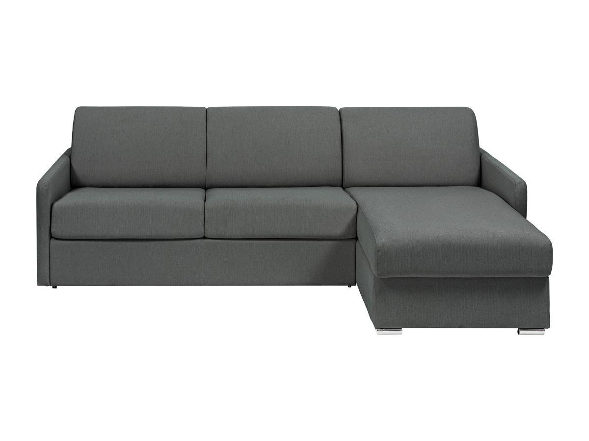 Vente-unique Ecksofa mit Matratze - Ecke wechselbar - Stoff - Grau - Liegefläche 140 cm - Matratze 22 cm - CALIFE  