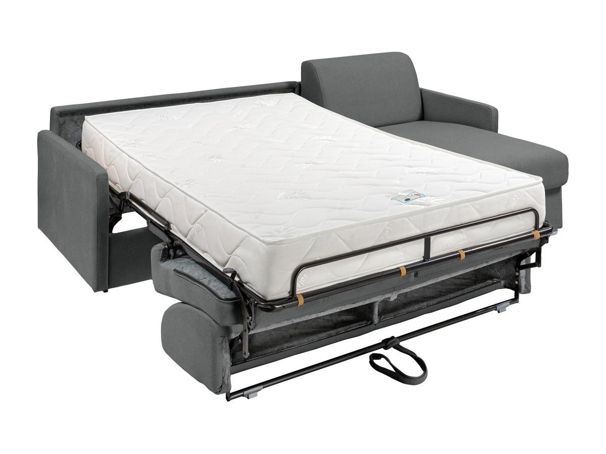 Vente-unique Ecksofa mit Matratze - Ecke wechselbar - Stoff - Grau - Liegefläche 140 cm - Matratze 22 cm - CALIFE  
