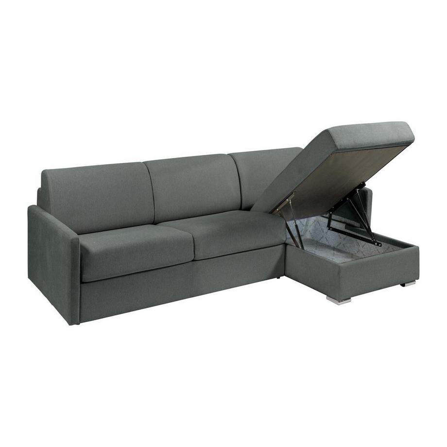 Vente-unique Canapé d'angle convertible express et réversible en tissu gris - Couchage 140 cm - Matelas 22 cm - CALIFE  