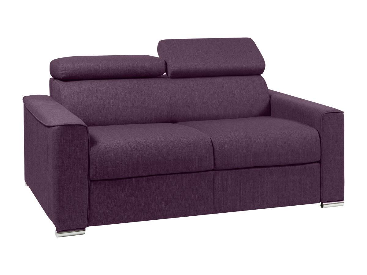 LINEA SOFA Canapé 2 places convertible express en tissu violet - couchage 120 cm - Matelas 22 cm avec mémoire de forme VIZIR  