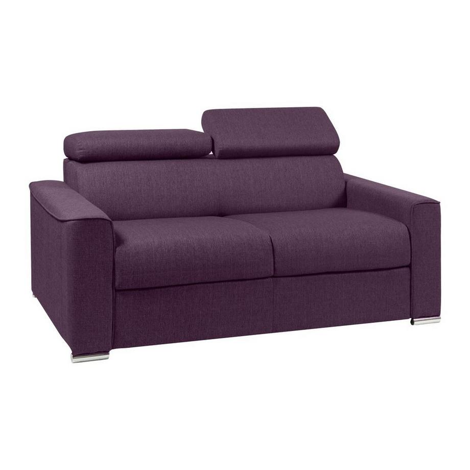 Canapé 2 places convertible express en tissu violet - couchage 120 cm - Matelas 22 cm avec mémoire de forme VIZIR