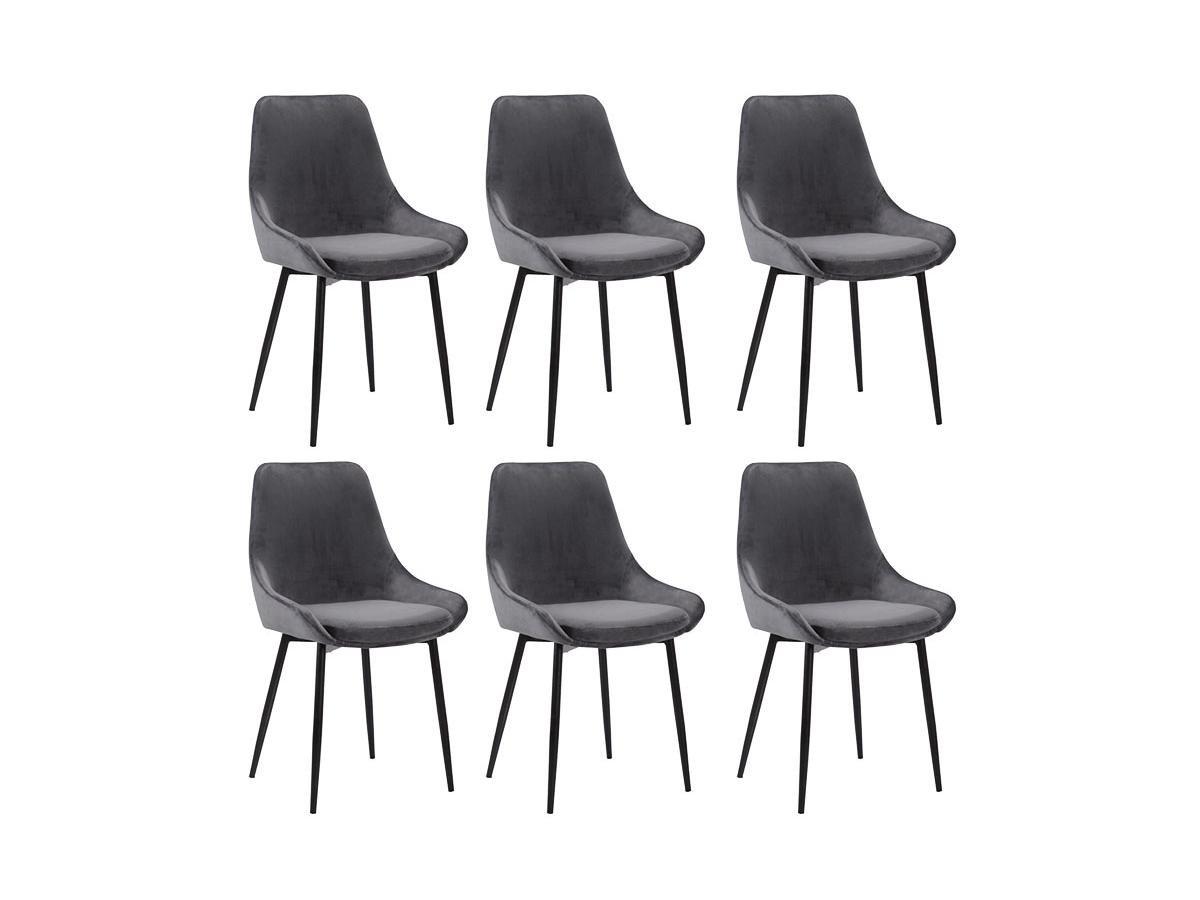 Vente-unique Lot de 6 chaises Velours métal MASURIE  