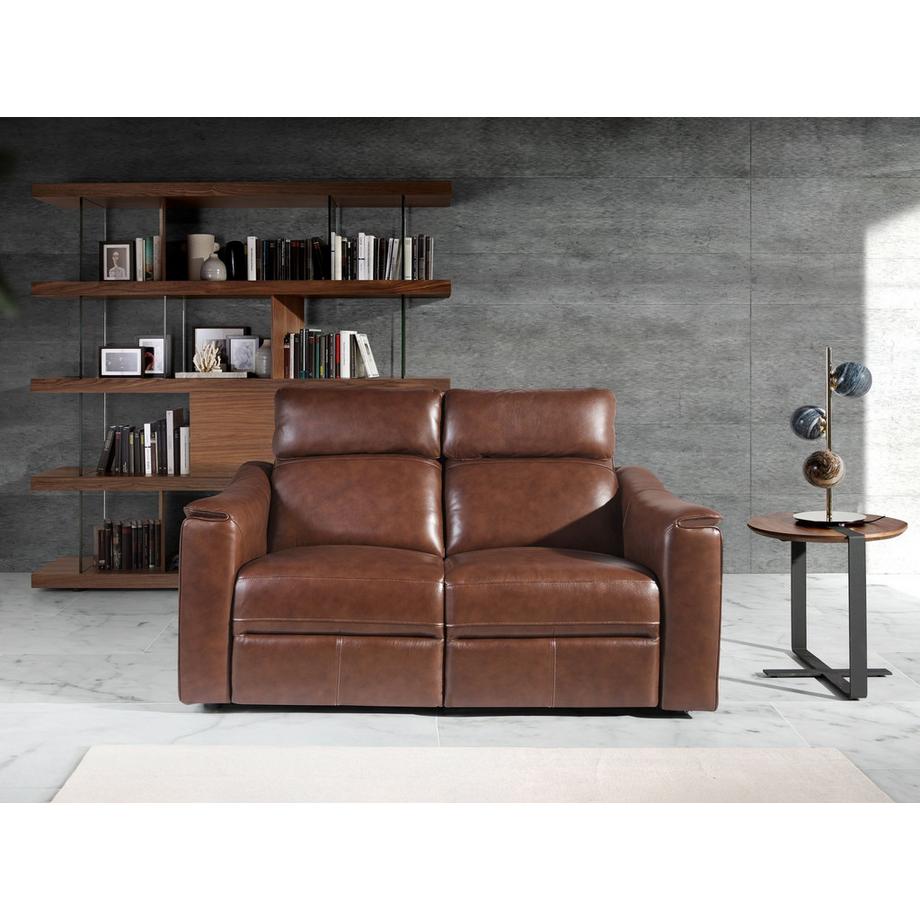 ANGEL CERDA Canapé relax 2 places en cuir marron cognac  