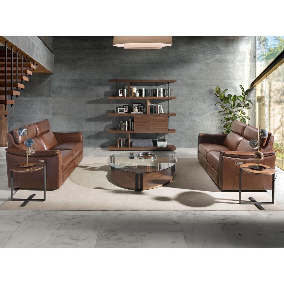 ANGEL CERDA Canapé relax 2 places en cuir marron cognac  