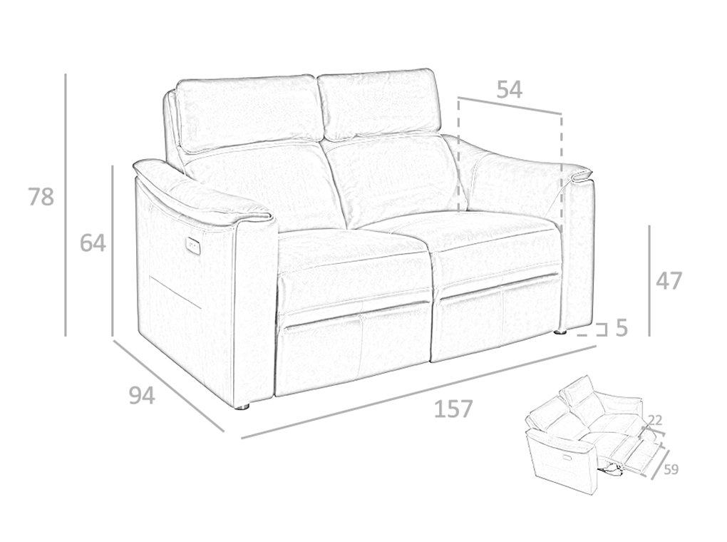 ANGEL CERDA 2-Sitzer Sofa in em Leder mit Relax  