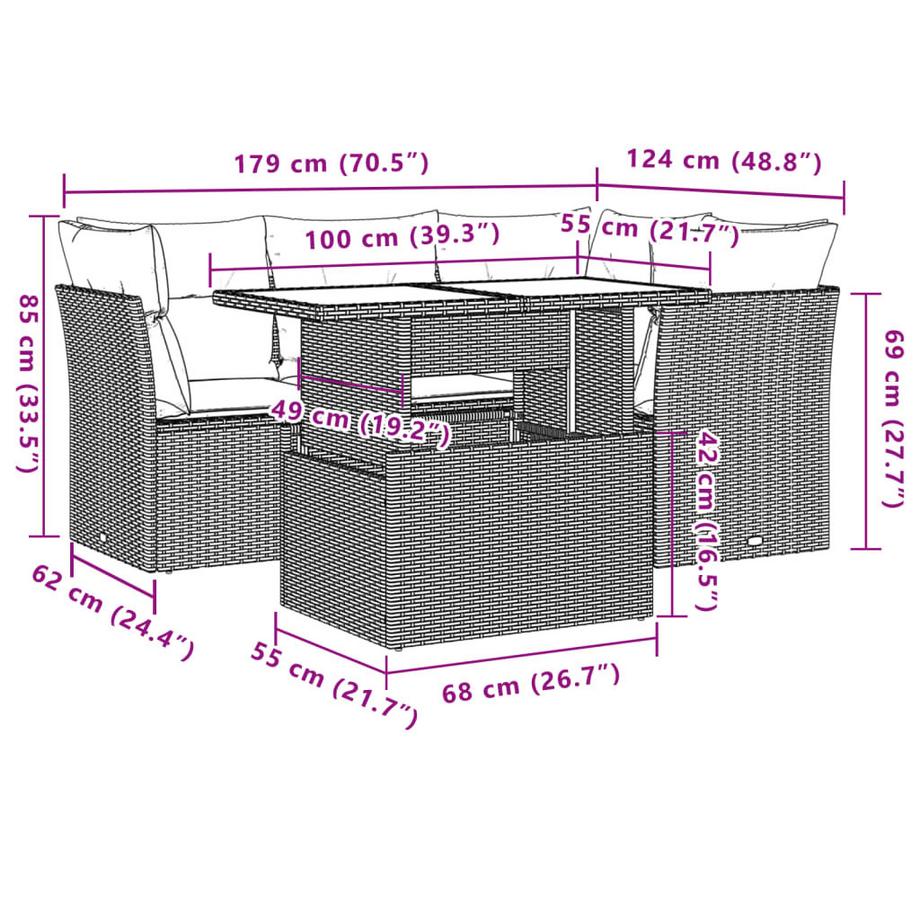 VidaXL Ensemble de canapés de jardin rotin synthétique  