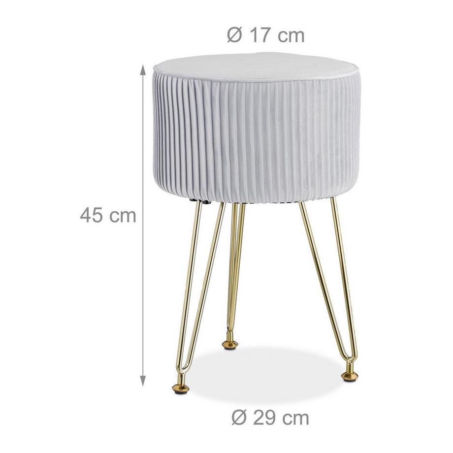 Northix Tabouret en velours avec pieds dorés  