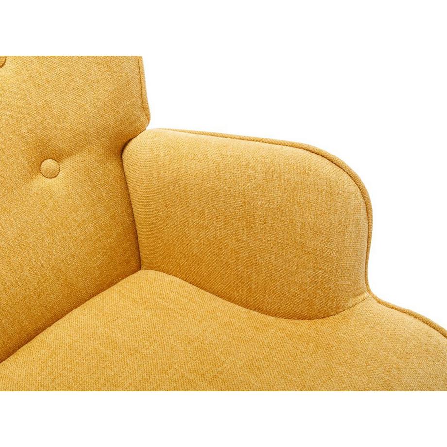 Vente-unique Fauteuil à bascule en tissu chiné jaune moutarde ELMINA II  