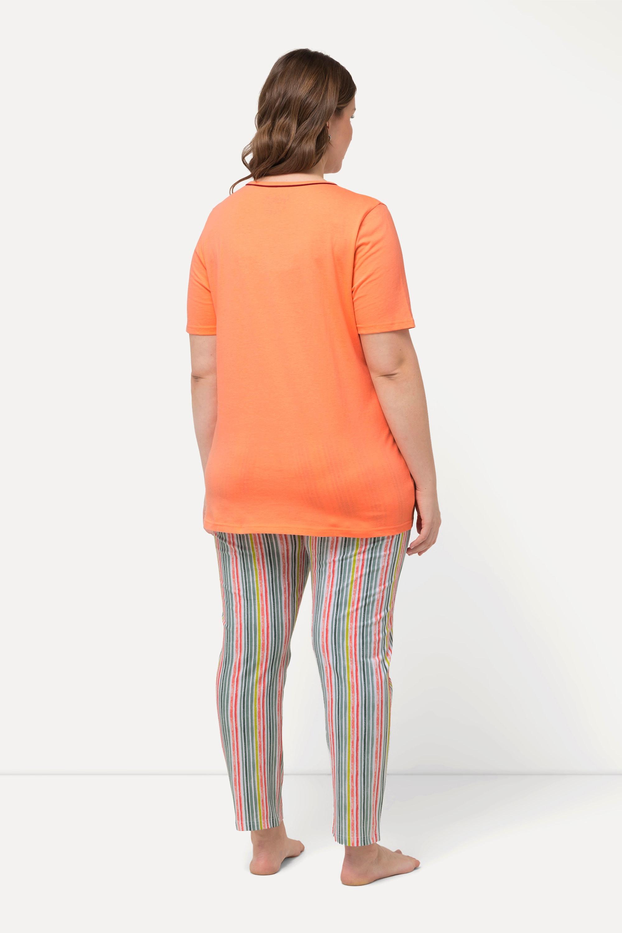 Ulla Popken Pyjama Boutons Fantaisie Col Rond Manches Courtes  