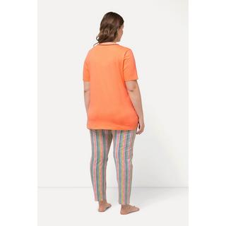 Ulla Popken Pyjama Boutons Fantaisie Col Rond Manches Courtes  