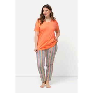 Ulla Popken Pyjama Boutons Fantaisie Col Rond Manches Courtes  