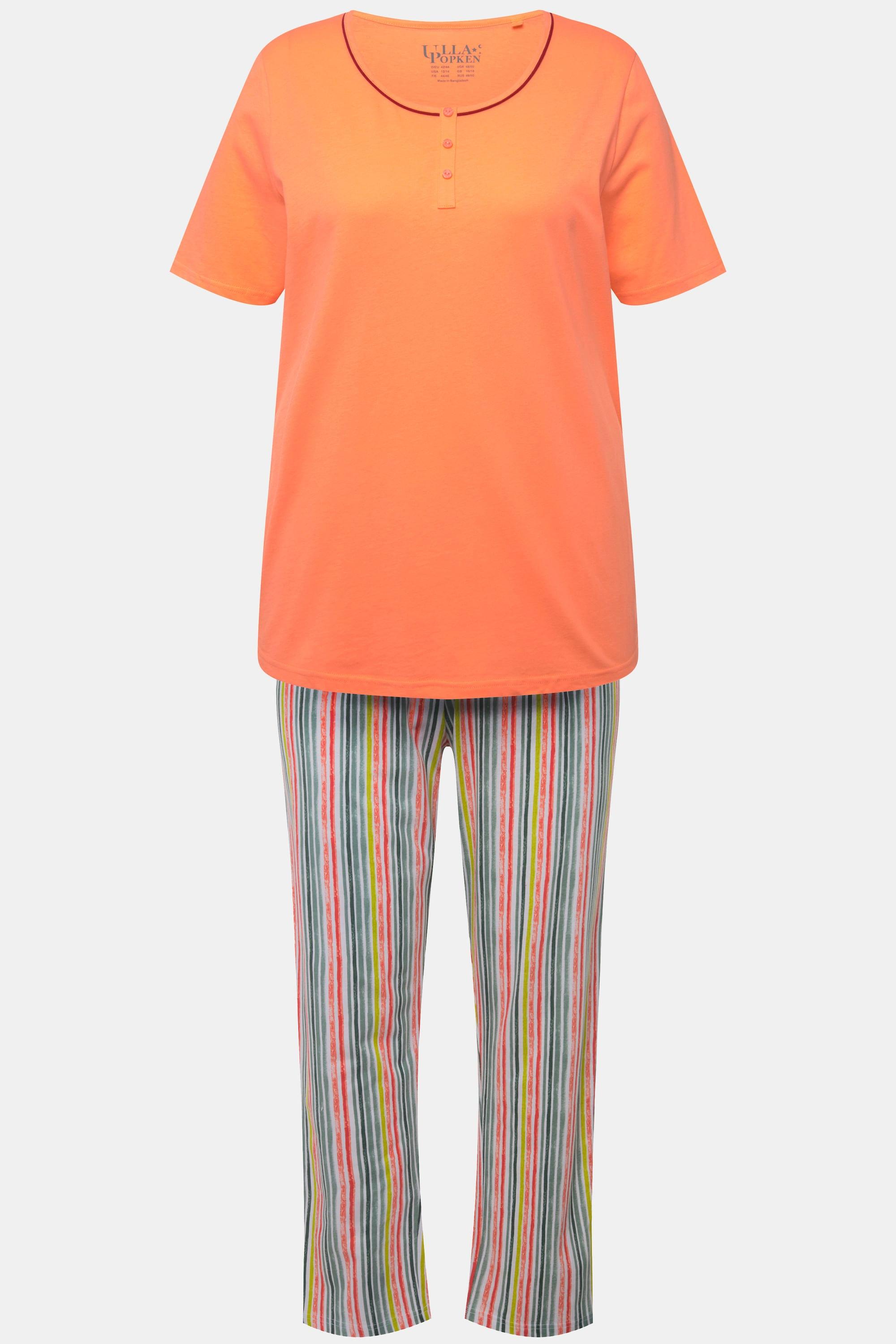 Ulla Popken Pyjama Boutons Fantaisie Col Rond Manches Courtes  