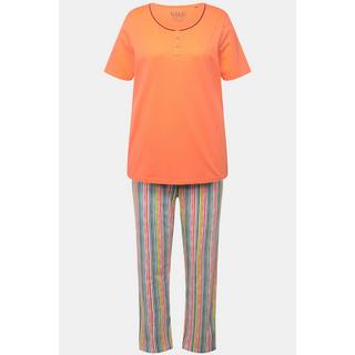 Ulla Popken Pyjama Boutons Fantaisie Col Rond Manches Courtes  