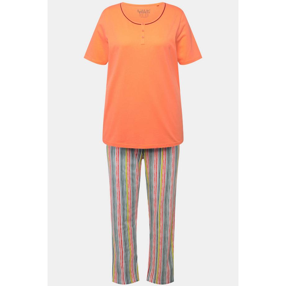 Ulla Popken Schlafanzug Zierknöpfe Rundhals Halbarm  