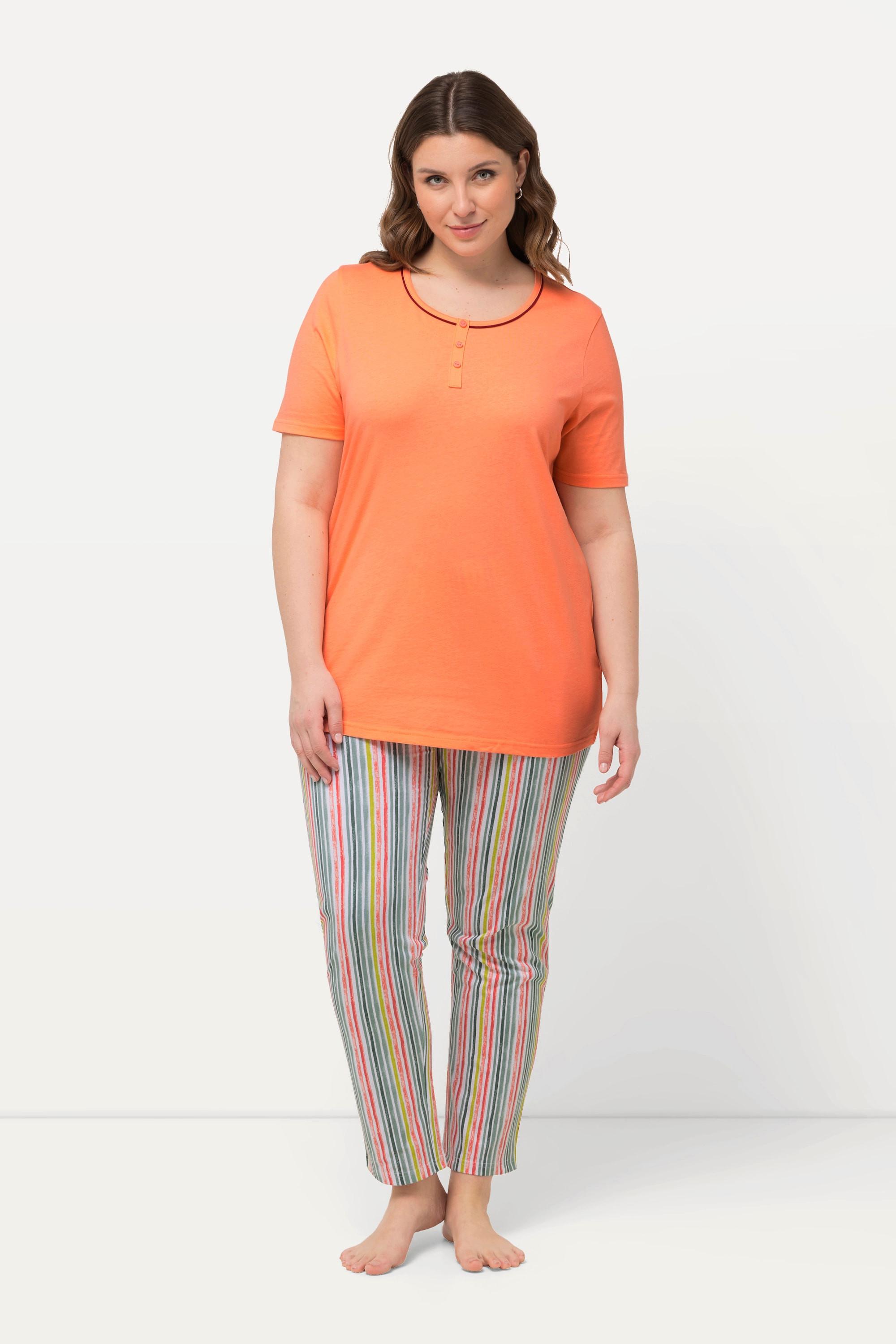 Ulla Popken Pyjama Boutons Fantaisie Col Rond Manches Courtes  