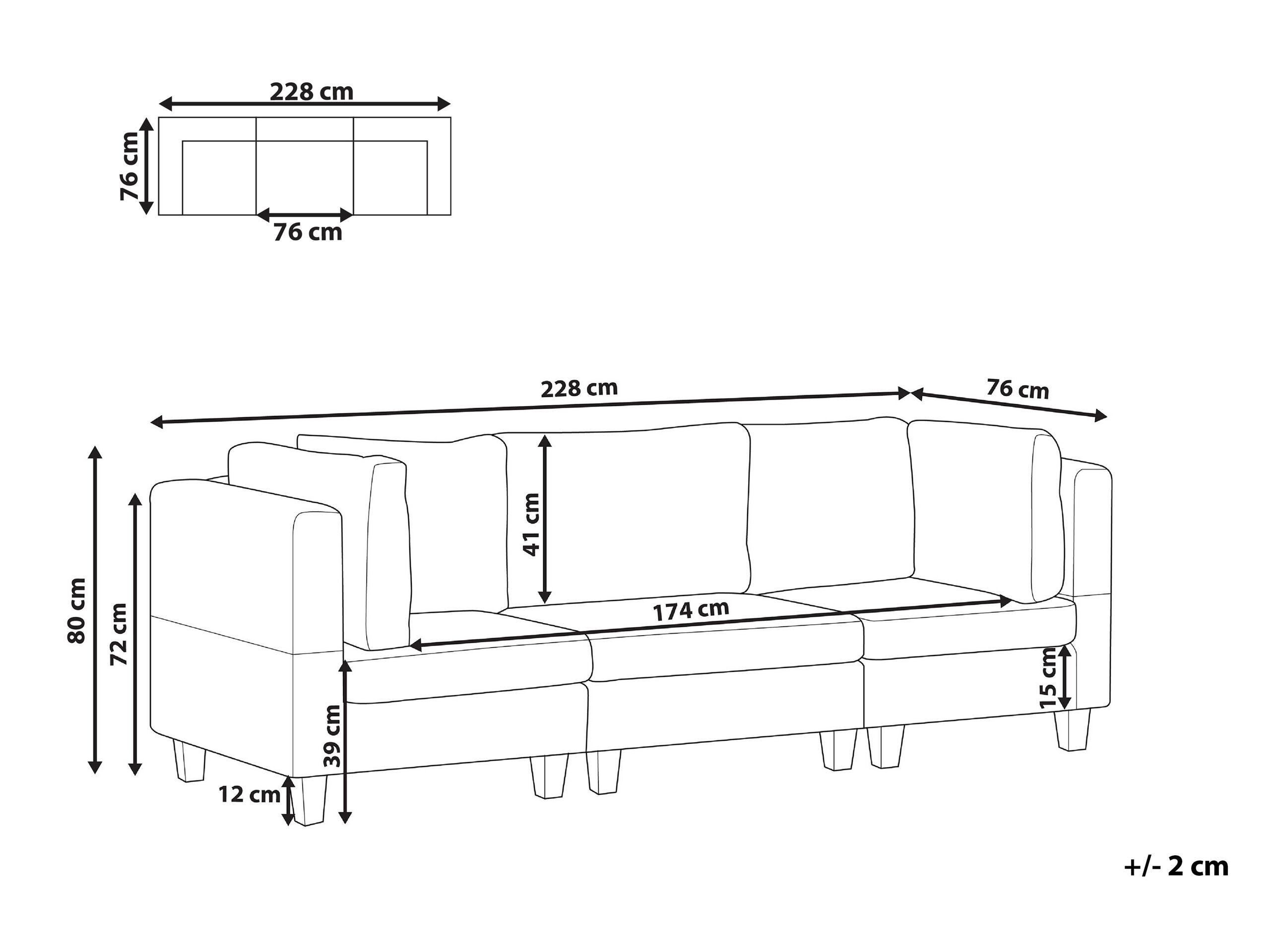 Beliani Canapé modulable en Polyester Moderne UNSTAD  