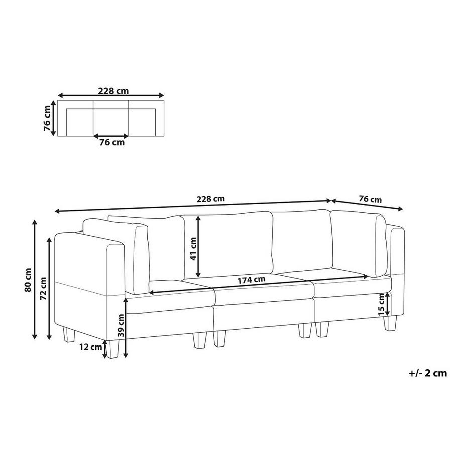 Beliani Canapé modulable en Tissu  UNSTAD  