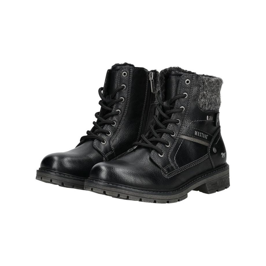 Mustang Bottines à lacets avec bordure tricotée  