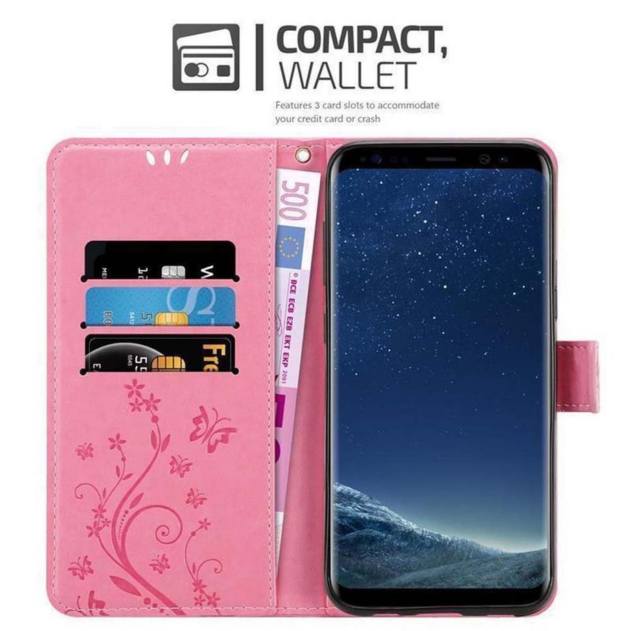 Cadorabo  Housse compatible avec Samsung Galaxy S8 - Coque de protection au design floral avec fermeture magnétique, fonction de support et emplacements pour cartes 