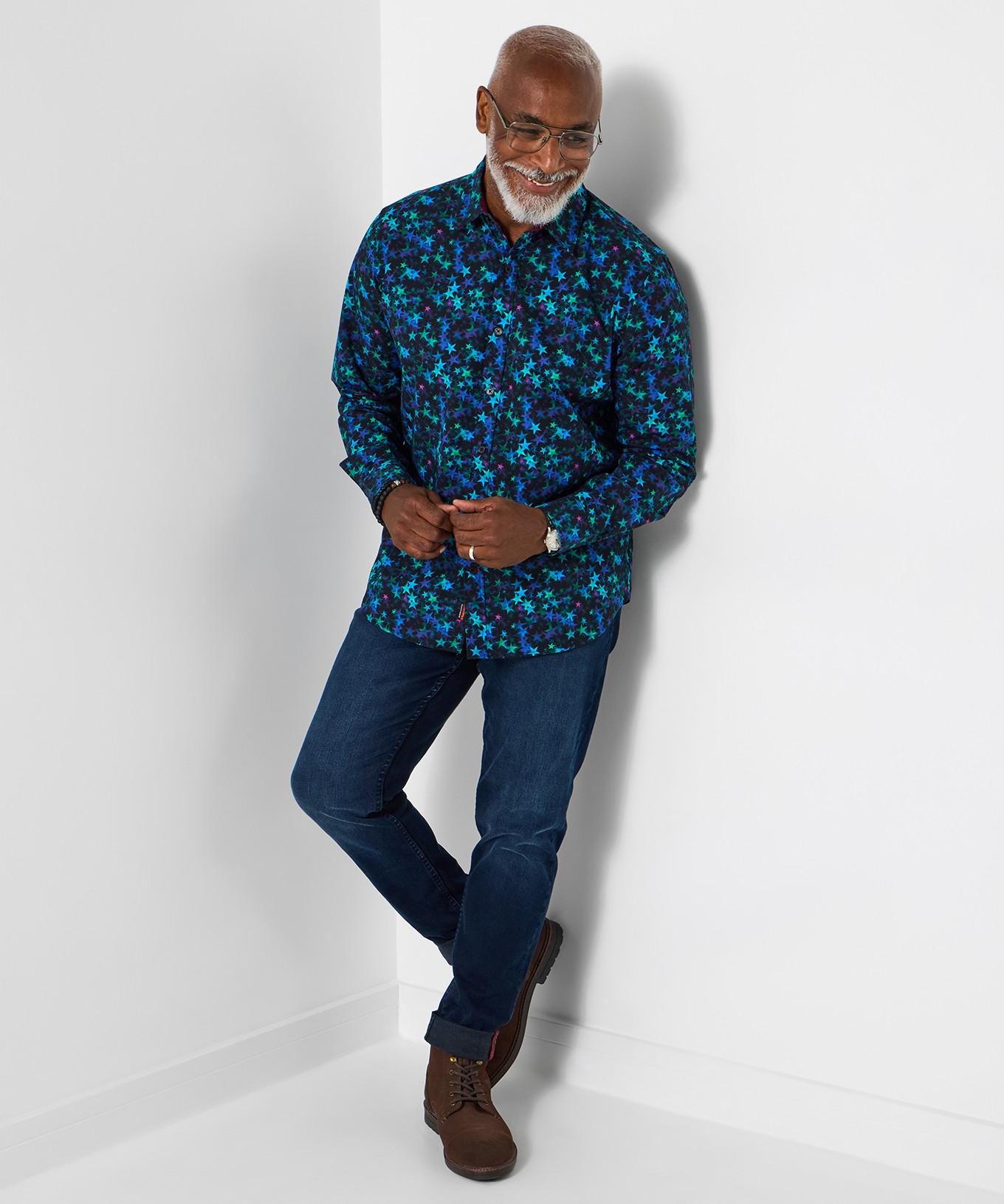 Joe Browns Langarmhemd mit klassischem Kragen Sternenmuster  