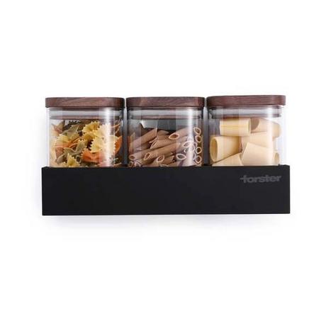 Forster Home Magnetisches Vorratsregal inkl. 3 Glasbehältern Walnuss  