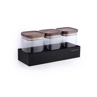 Forster Home Magnetisches Vorratsregal inkl. 3 Glasbehältern Walnuss  