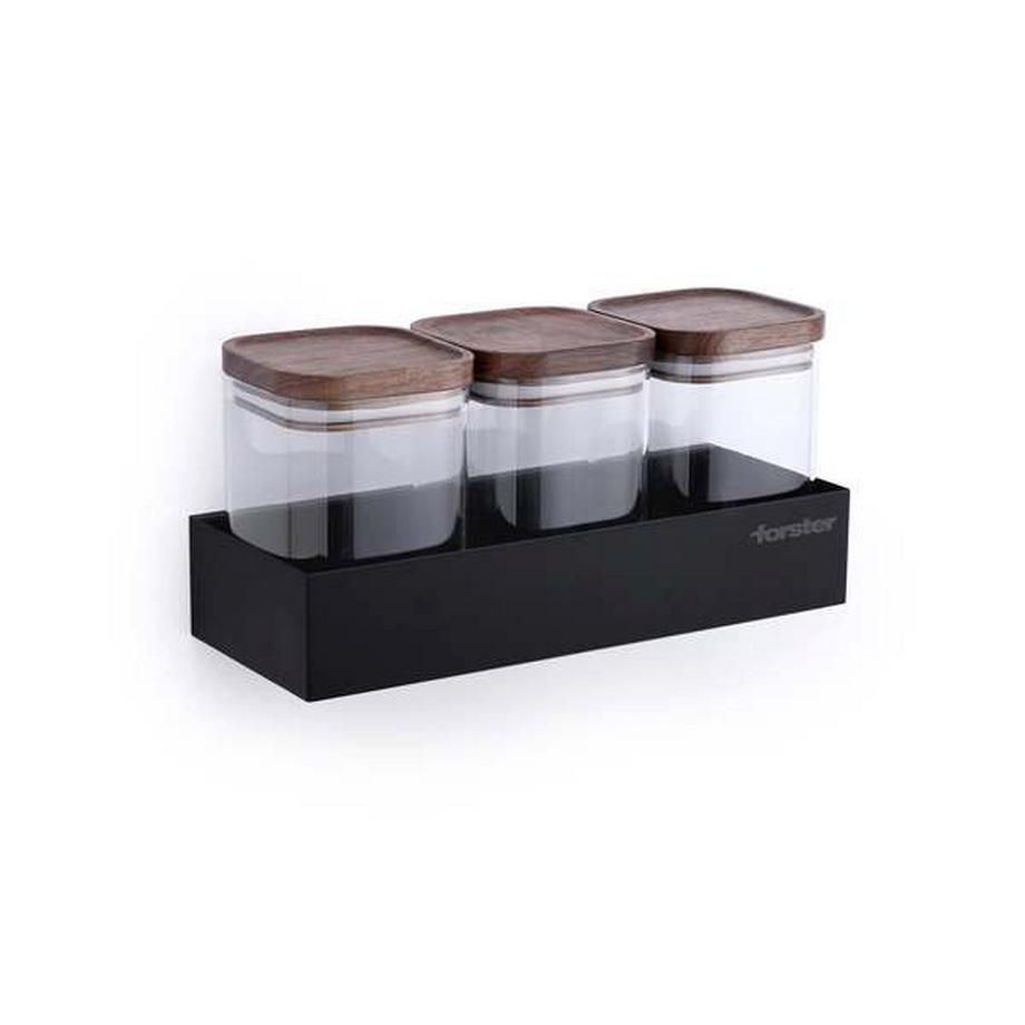 Forster Home Magnetisches Vorratsregal inkl. 3 Glasbehältern Walnuss  