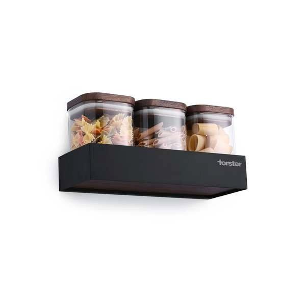 Forster Home Magnetisches Vorratsregal inkl. 3 Glasbehältern Walnuss  