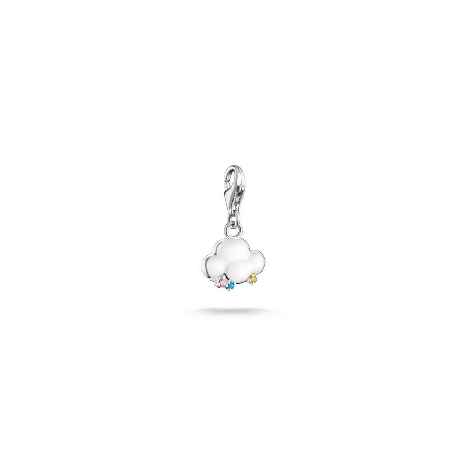 Charm Pendentif Nuage avec Gouttes de Pluie Colées