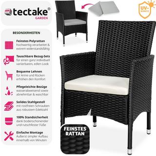 Tectake Lot de 2 fauteuils de jardin en rotin avec 2 sets de housses  