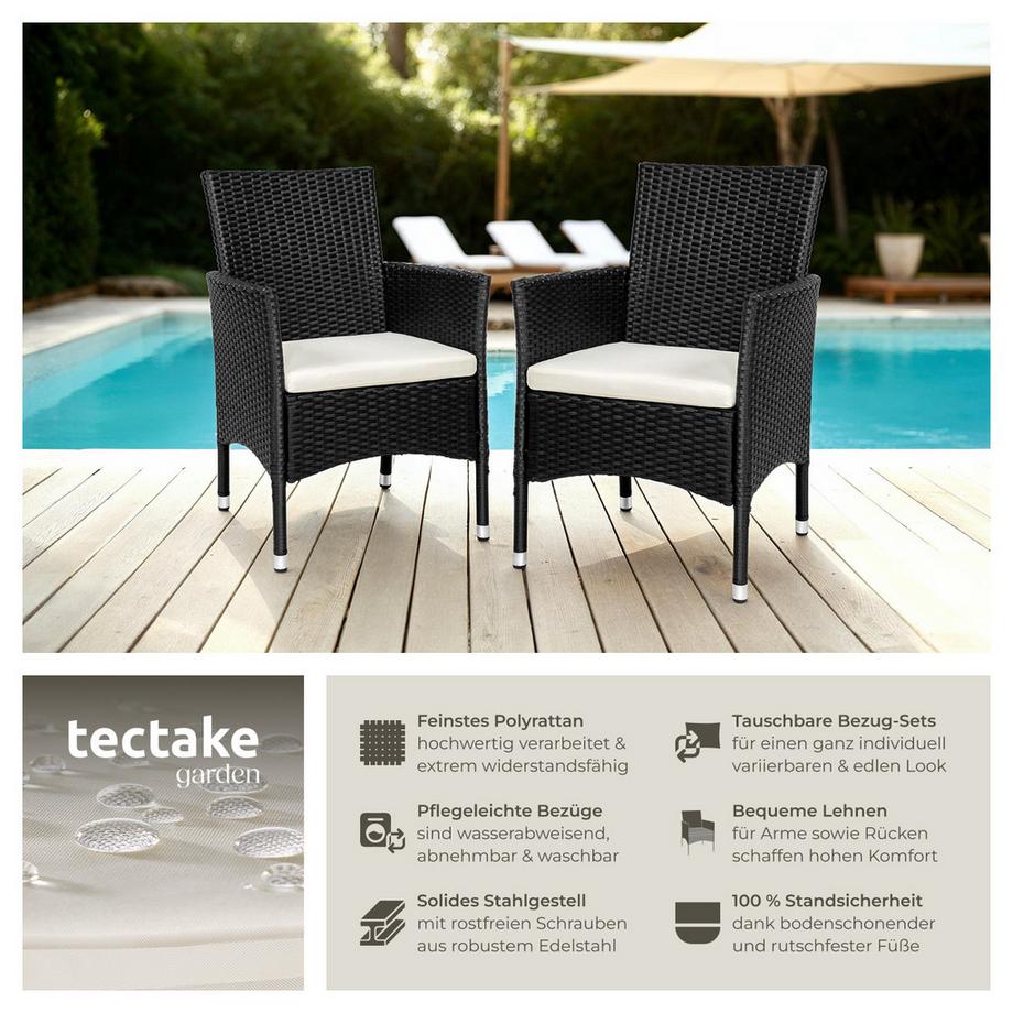 Tectake 2er Set Rattanstuhl Nantes widerstandsfähig UV-beständig  