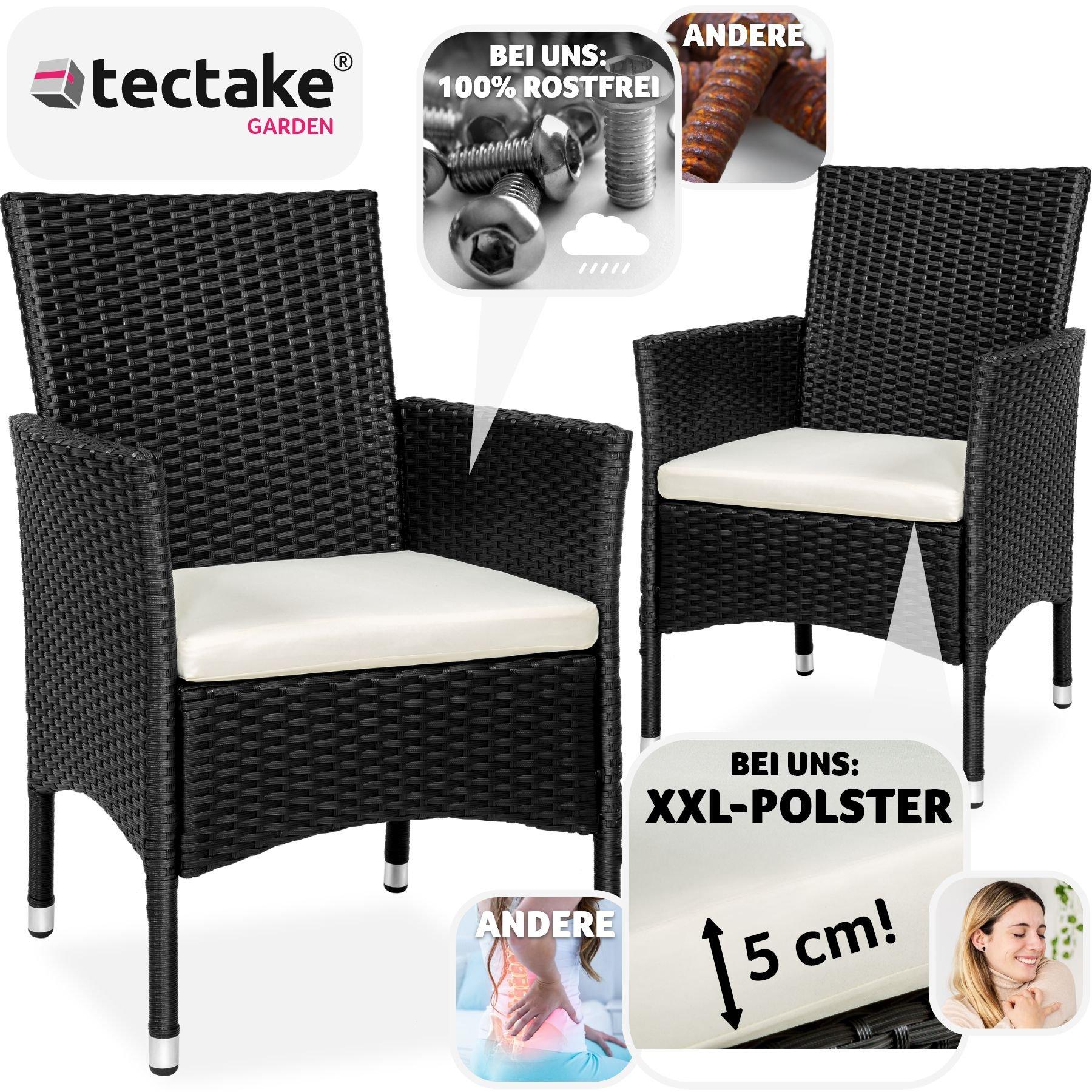 Tectake Lot de 2 fauteuils de jardin en rotin avec 2 sets de housses  