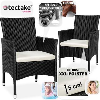 Tectake Lot de 2 fauteuils de jardin en rotin avec 2 sets de housses  