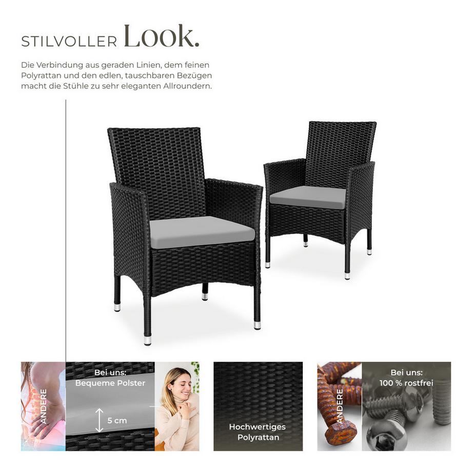 Tectake 2er Set Rattanstuhl Nantes widerstandsfähig UV-beständig  