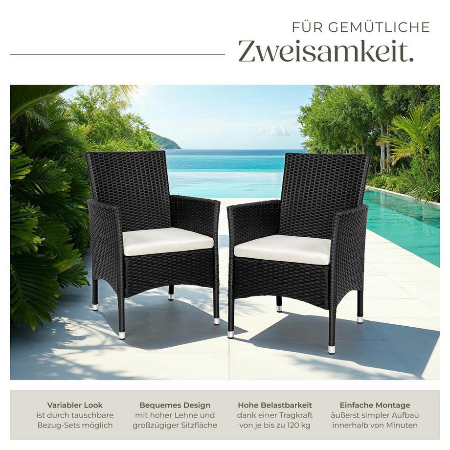 Tectake 2er Set Rattanstuhl Nantes widerstandsfähig UV-beständig  