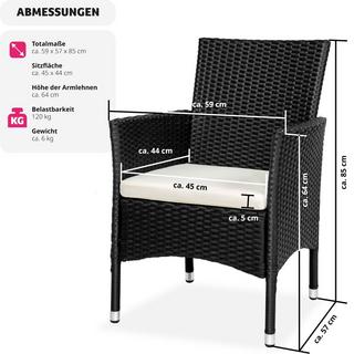 Tectake Lot de 2 fauteuils de jardin en rotin avec 2 sets de housses  