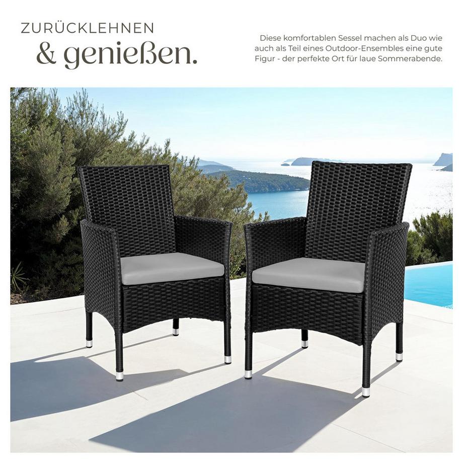 Tectake Set di 2 sedie in rattan Nantes  robuste  