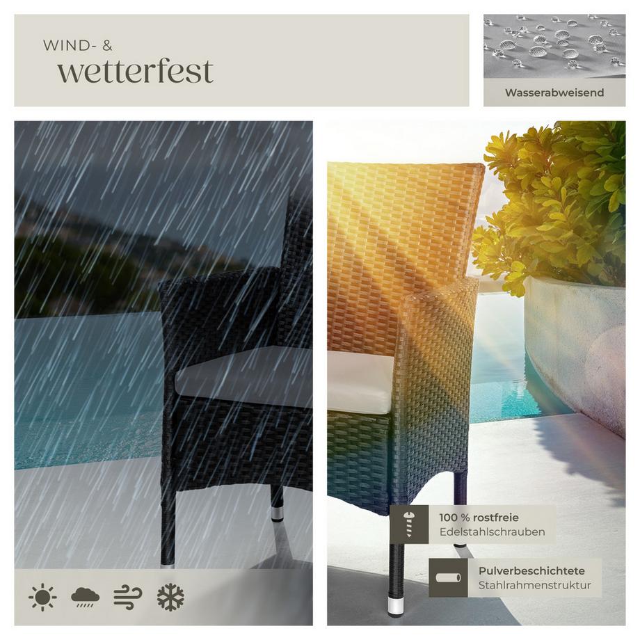 Tectake Set di 2 sedie in rattan Nantes  robuste  