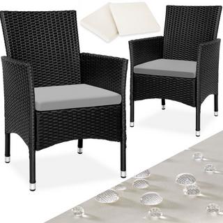 Tectake Lot de 2 fauteuils de jardin en rotin avec 2 sets de housses  