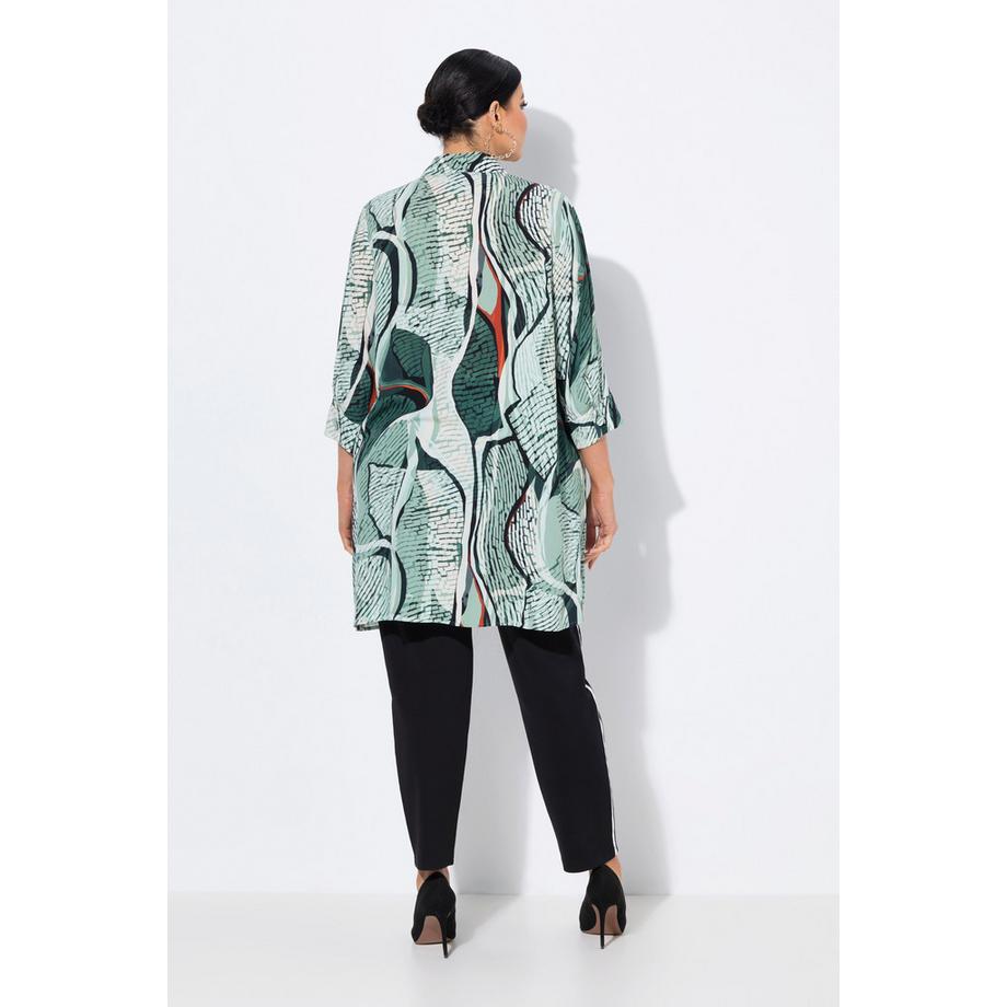 Ulla Popken Tunica Linea ad A Collo Alto Pieghe Decorative Maniche 3/4  