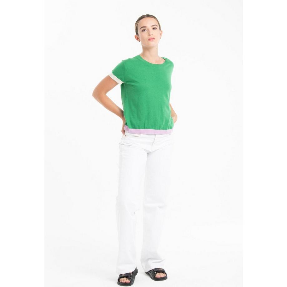 Studio Cashmere8 T-Shirt Col Rond Manches Courtes Tricolore  