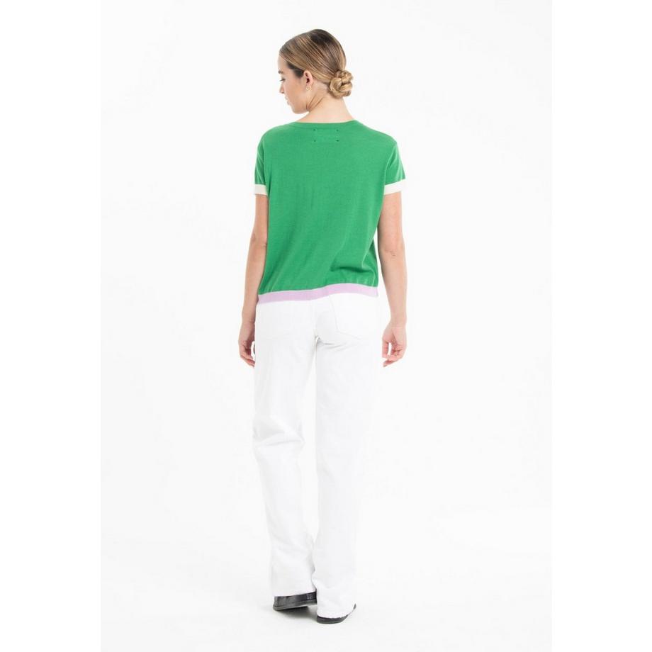 Studio Cashmere8 T-Shirt Col Rond Manches Courtes Tricolore  