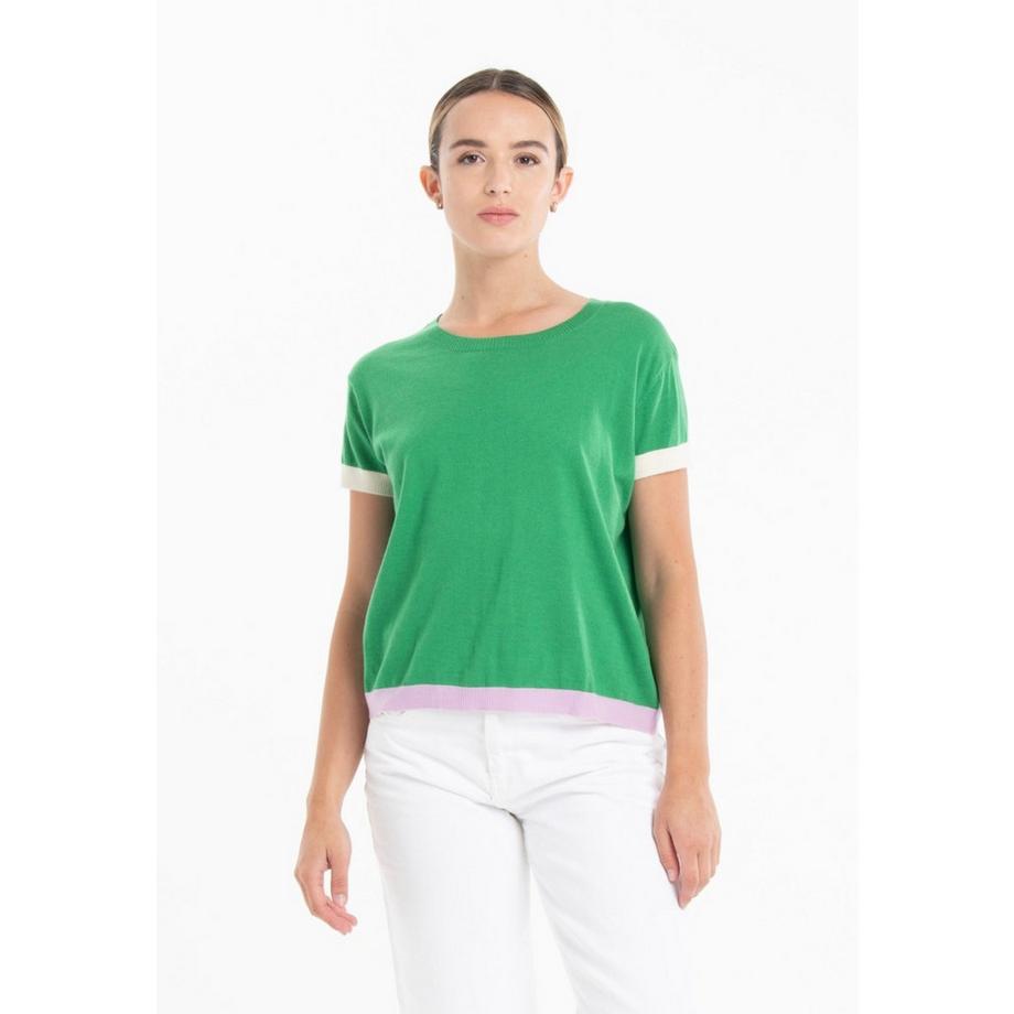 Studio Cashmere8 T-Shirt Col Rond Manches Courtes Tricolore  