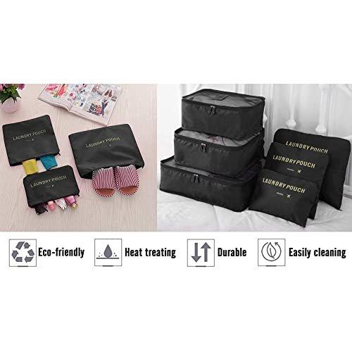 Only-bags.store  Kofferorganisator, 8-in-1-Set Gepäckorganisator, wasserdichte Reisekleidersäcke mit 2 Schuhsäcken, 3 Packwürfeln und 3 Aufbewahrungsbeuteln, für Kleidung, Schuhe, Kosmetika, 